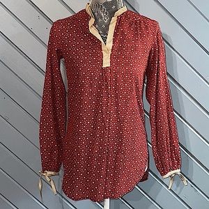 🥳 Vintage Jenny 70’s boho vermillion pullover prairie top